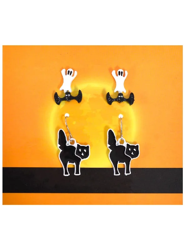- Remote interactive pet feederSet of 3 Ghost Bat and Cat Halloween Costume Earrings - Remote interactive pet feederSet of 3 Ghost Bat and Cat Halloween Costume Earrings