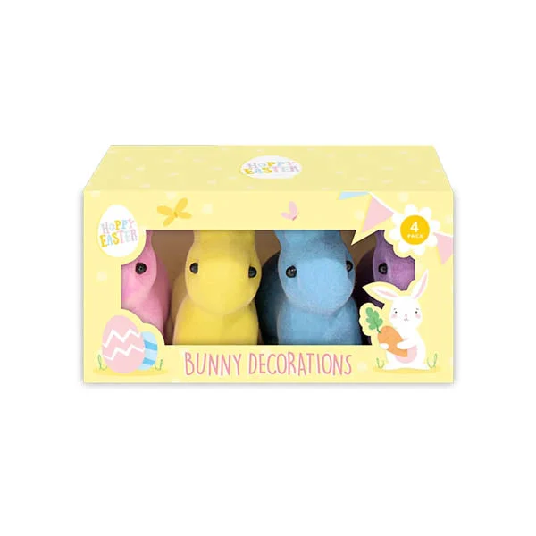 - Rabbit grass rack to prevent waste food boxEaster Mini Flocked Bunny Decs. 4 Pack