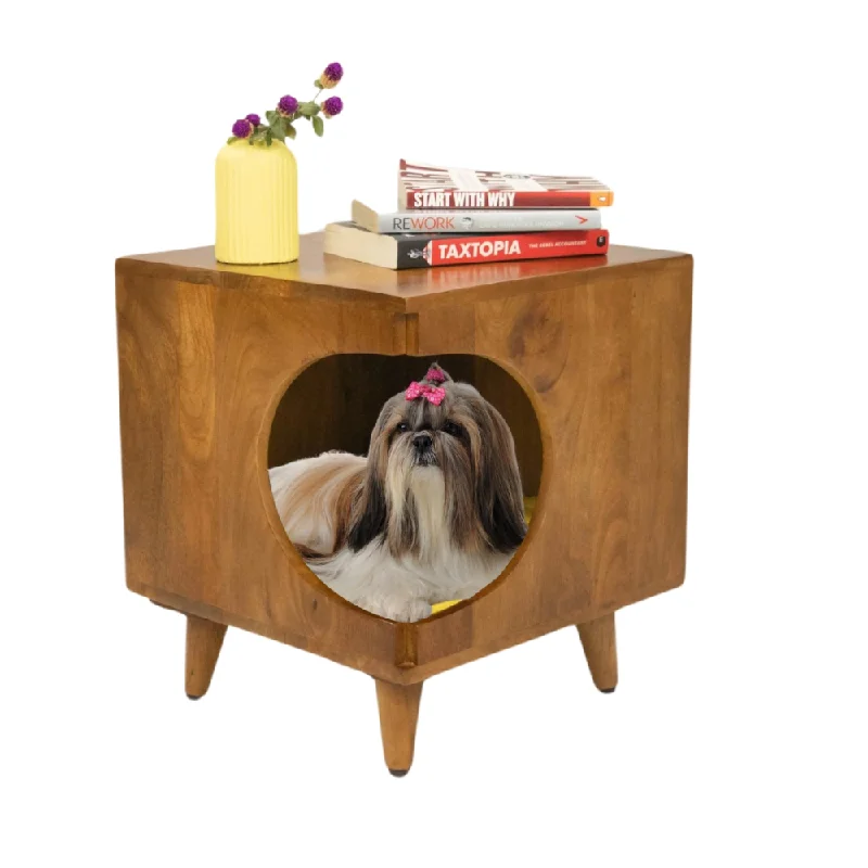  -Non-contact cat thermometerFurryLiving Wally Side Table with Cushion for Small Dogs and Cats (Honey/Red Cushion)