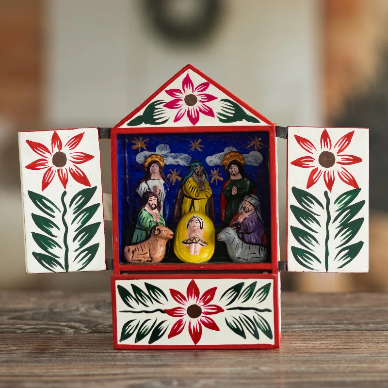 Pet ProductsNativity in Bethlehem Handcrafted Ayacucho Wood Retablo from Peru