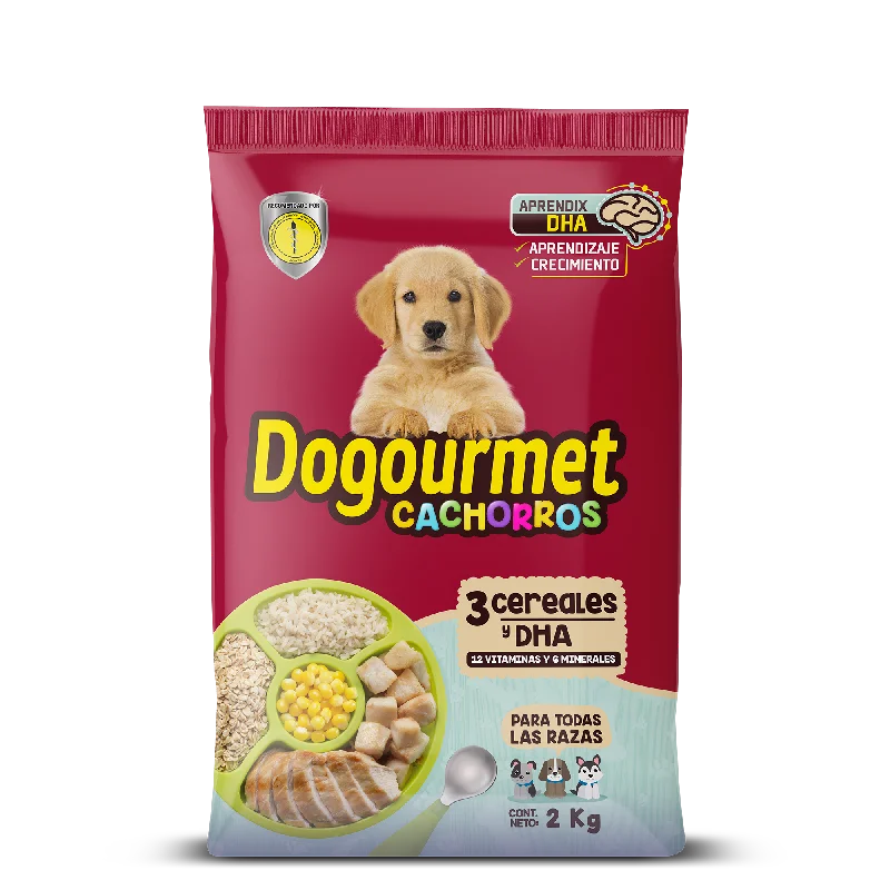 - Organic cotton dog bibsDogourmet Cachorros 3 Cereales x 2 Kg.