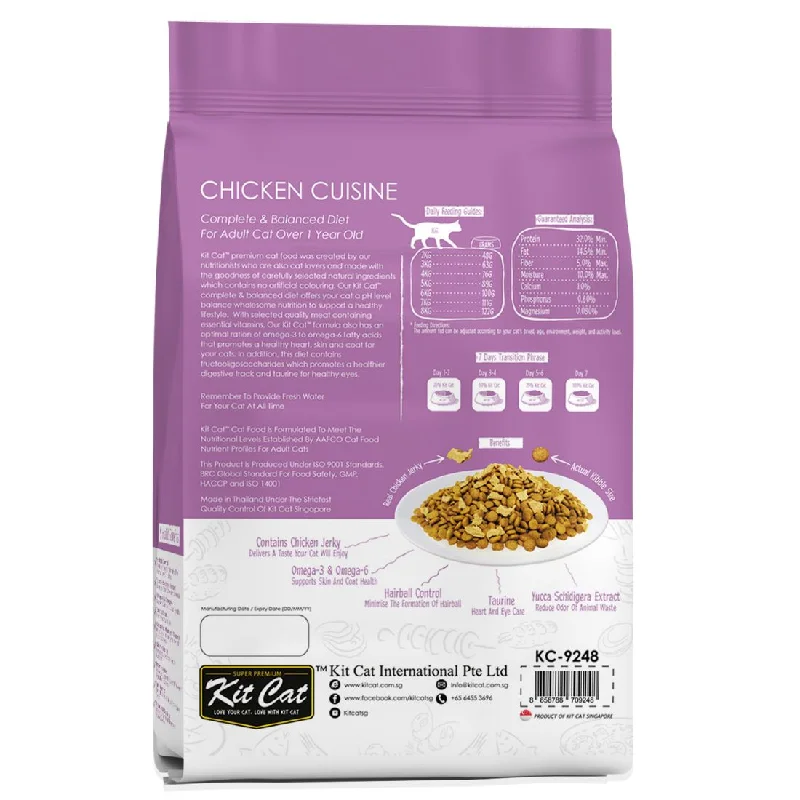    - Grain-free cat food recommendations  Kit Cat Premium Dry Cat Food Chicken Cuisine