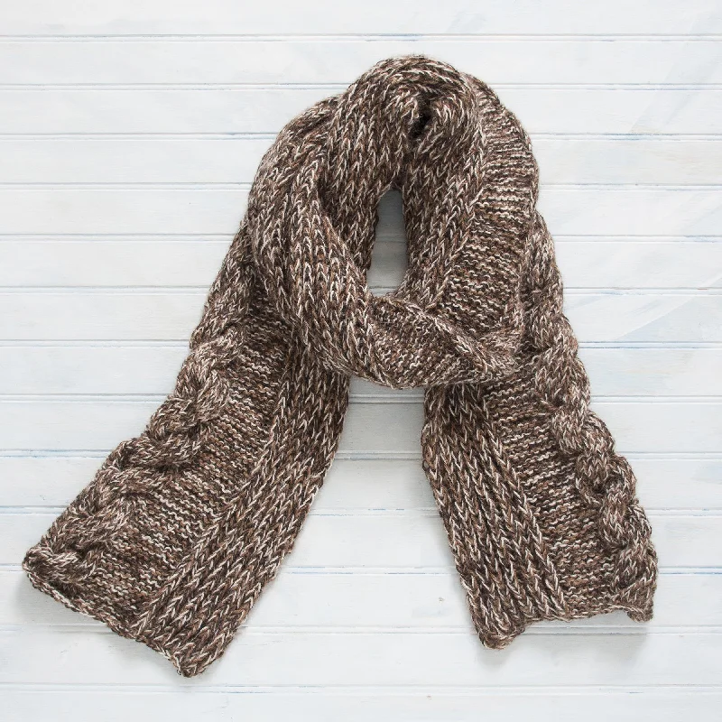 - Summer pet ice matChocolate River Brown and White 100% Alpaca Hand Knit Cable Stitch Scarf - Summer pet ice matChocolate River Brown and White 100% Alpaca Hand Knit Cable Stitch Scarf
