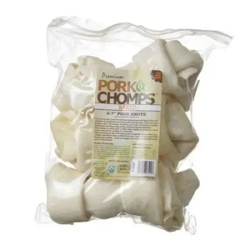 - Organic cotton dog bibsPork Chomps Knotz Knotted Pork Chew - Baked