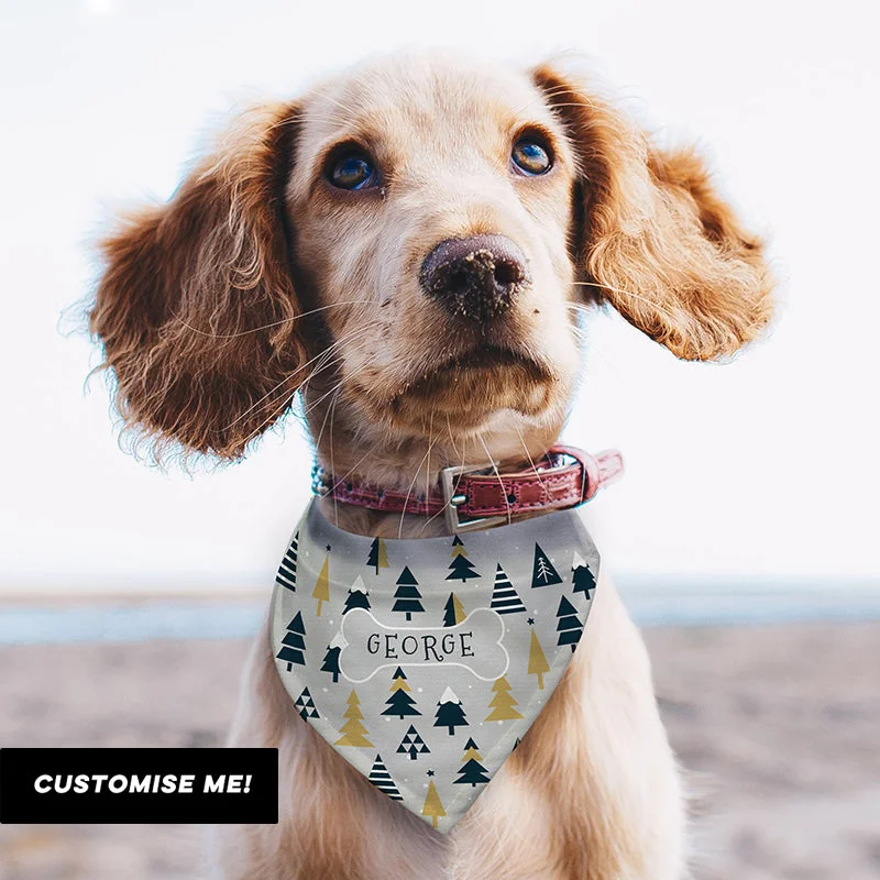 - Organic cotton dog bibsPersonalised Christmas Tree Dog Bandana (MRK-iD)