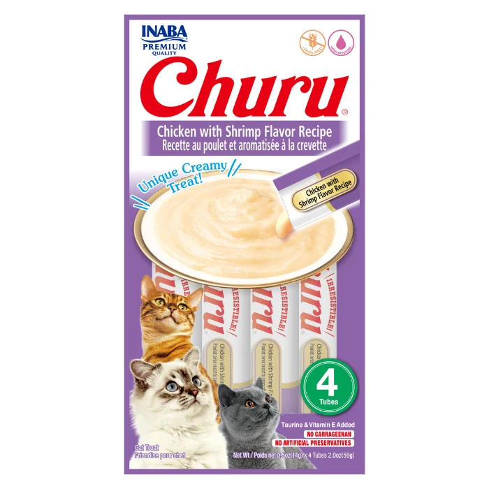    - Cat food for immune system support  Churu Creamy Cat Treats - Chicken with Shrimp (4 sticks x 14g)