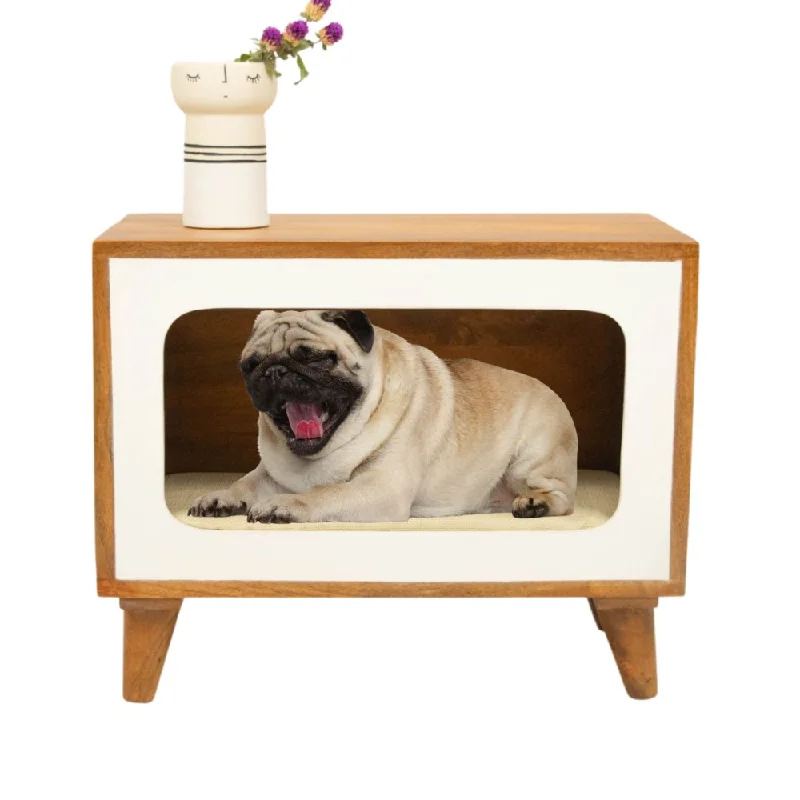 - Pregnant cat delivery room warming boxFurryLiving Telly Side Table with Cushion for Small Dogs and Cats (Honey/Yellow Cushion)
