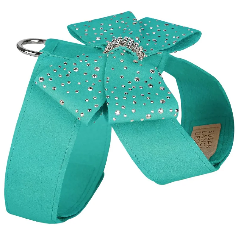Small dog clothesSilver Stardust Nouveau Bow Tinkie Dog Harness Bimini Blue