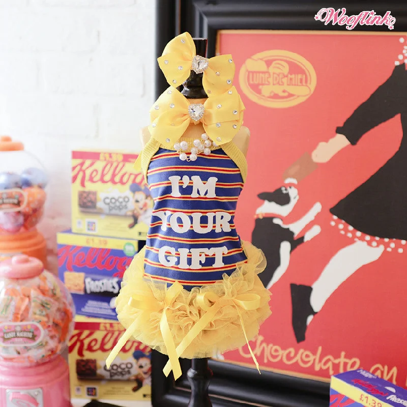Large dog clothesWooflink I'm Your Gift Dress in Yellow