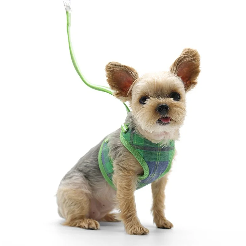 Pet Christmas clothesEasyGO Plaids Green Harness