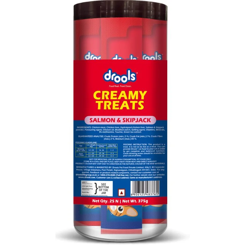  . **Brand-Related**  Drools Cat Creamy Treats, Salmon & Skipjack , 375 gm ( Pack of 25)