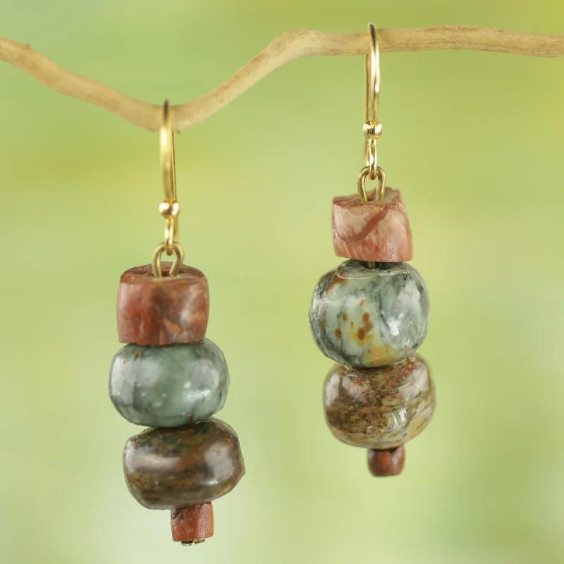 - Foldable and portable cat bagRustic Joy Soapstone and Bauxite Bead Dangle Earrings from Ghana - Foldable and portable cat bagRustic Joy Soapstone and Bauxite Bead Dangle Earrings from Ghana