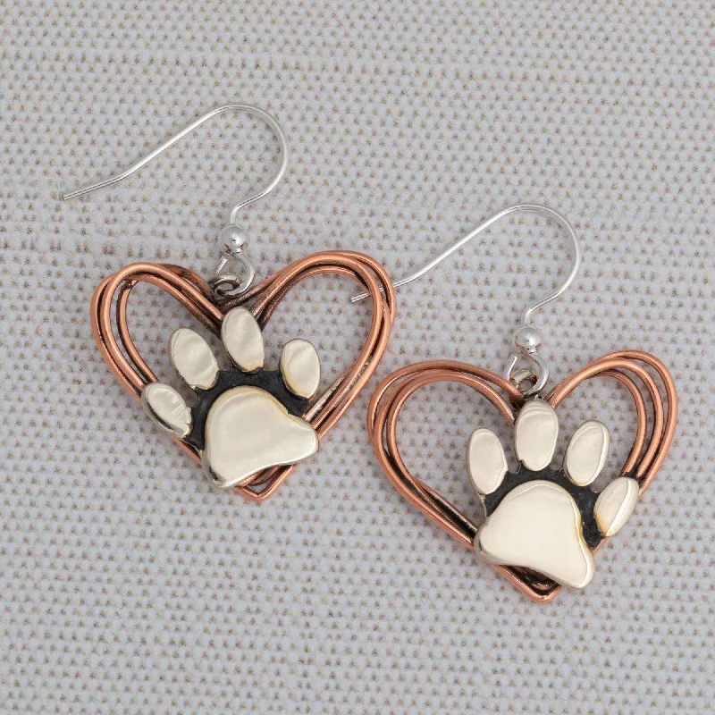 - Pet monitor with cameraWire Heart Mixed Metal Paw Print Earrings
