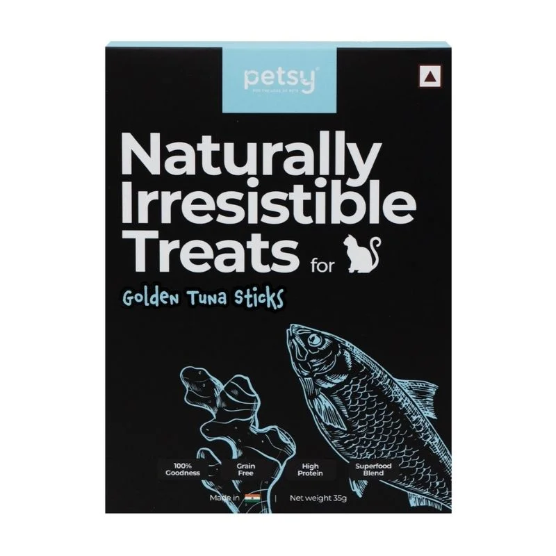    - Kitten food  Petsy Naturally Irresistible Cat Treats - Golden Tuna Sticks (35g)