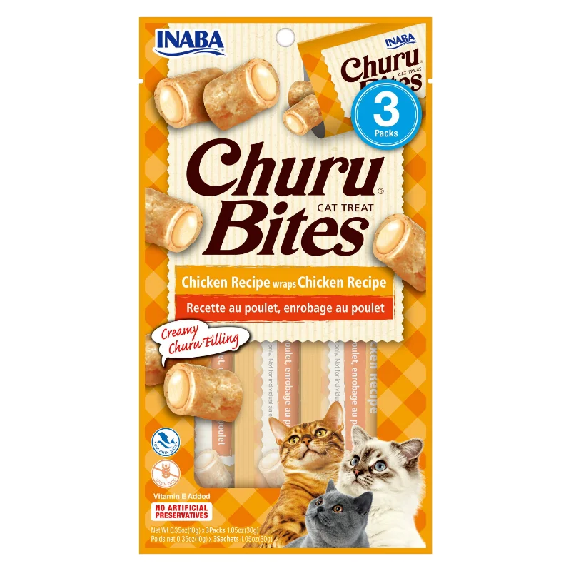  . **Functional Cat Food**  Churu Cat Treats Bites - Chicken Recipe (3 packs x 10g)