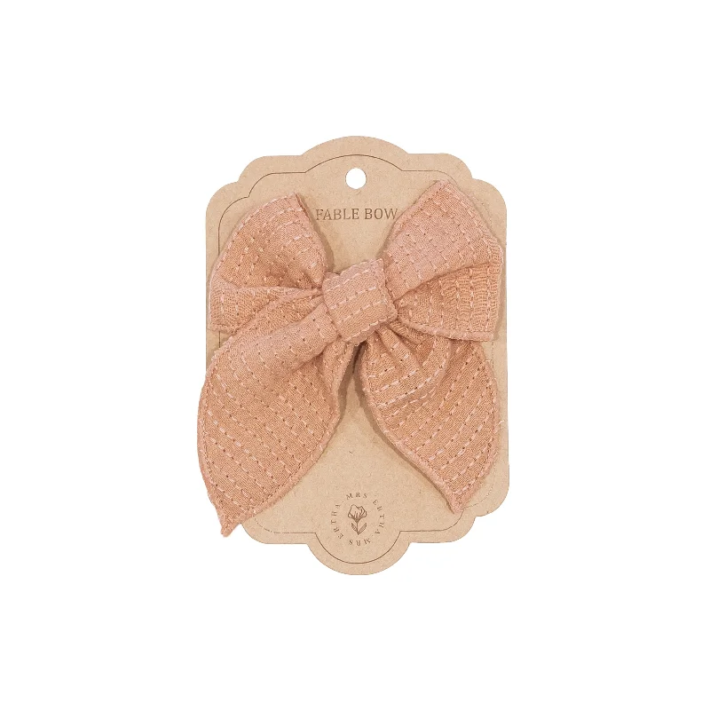 ---Mrs Ertha Fable Bow Hair Clip | Stripe Coral