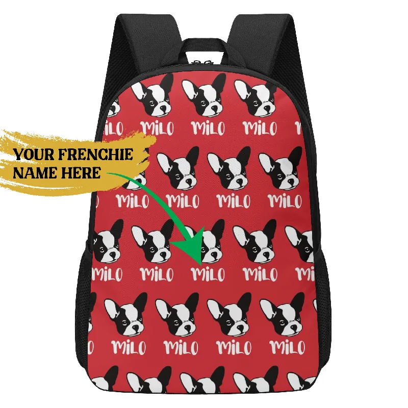 - Custom pet birthday cake17 Inch School Backpack with Custom French Bulldog Name