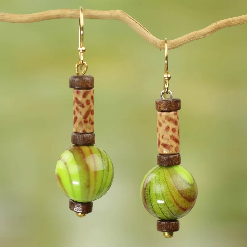 - Cat stress soothing spraySimplicity Globes Hand Crafted Sese Wood and Upcycled Plastic Dangle Earrings - Cat stress soothing spraySimplicity Globes Hand Crafted Sese Wood and Upcycled Plastic Dangle Earrings