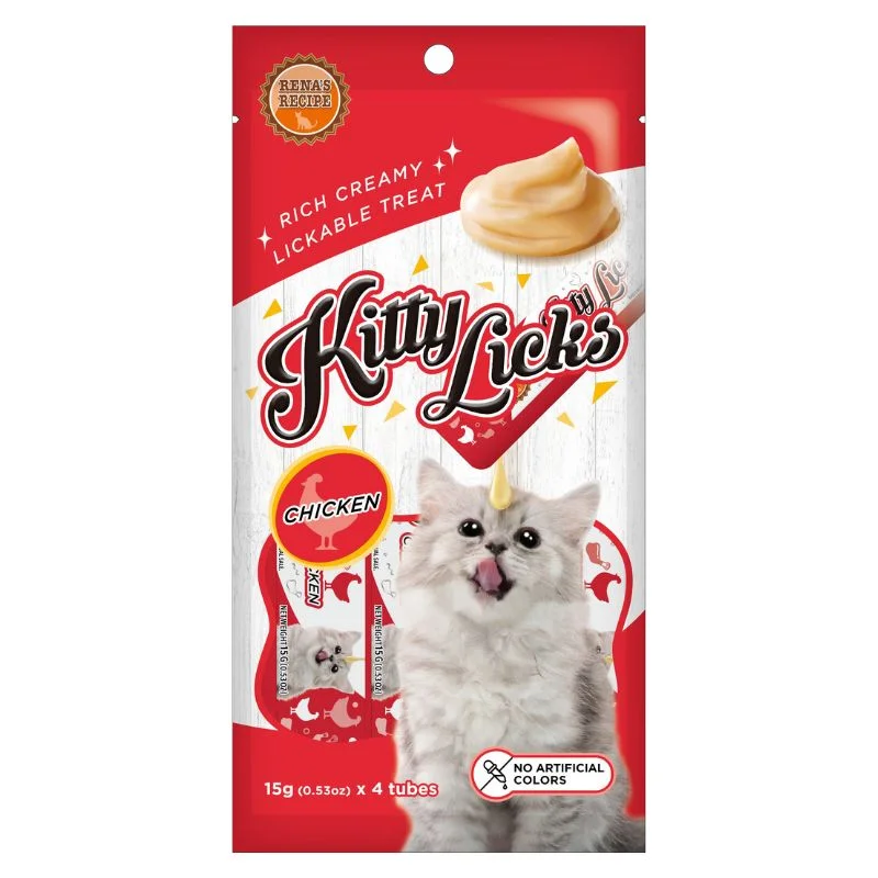    - Affordable cat food with good quality  Rena Kitty Licks Cat Treats - Chicken 15g x 4 Tubes