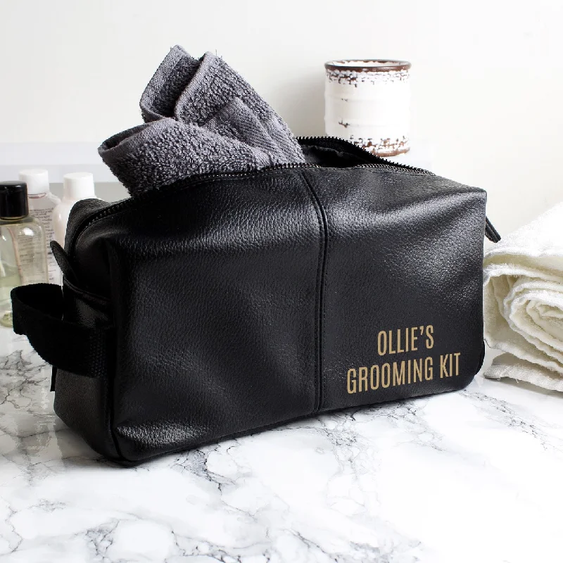 - Pet smart GPS locatorPersonalised Luxury Black Leather Wash Bag
