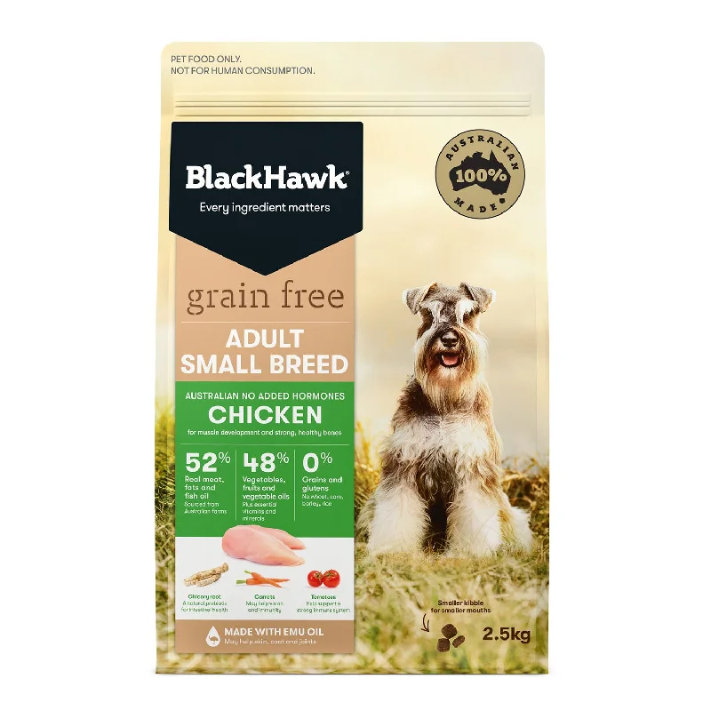 - Hypoallergenic dog foodBlack Hawk Grain Free Small Breed Chicken Adult Dry Dog Food