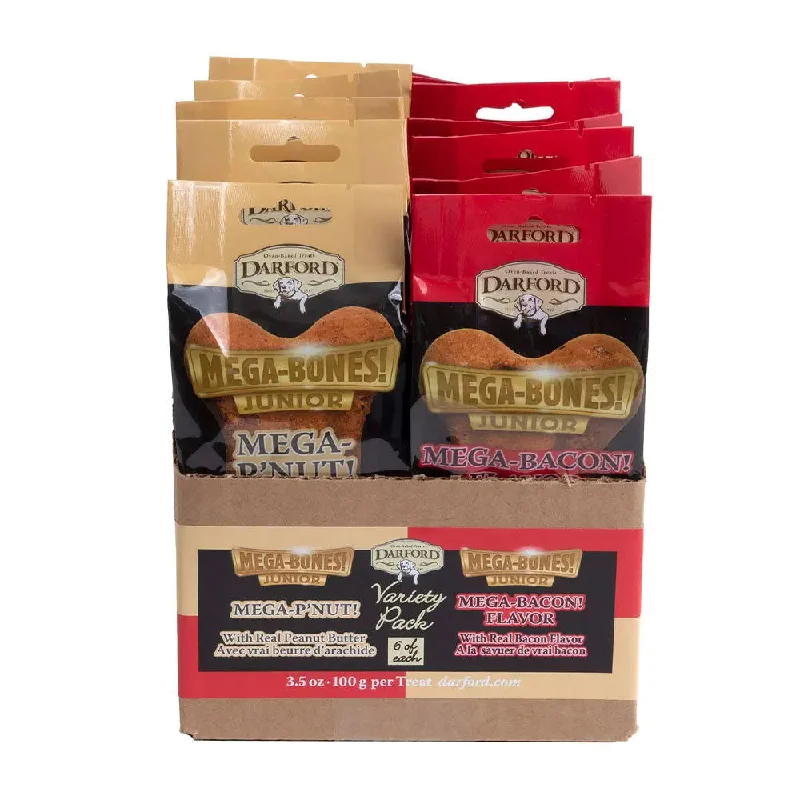 - Dog disposable foam shower gelDarford® Mega Bone JR Variety Pack Bacon & Peanut Butter 6 Each Flavor