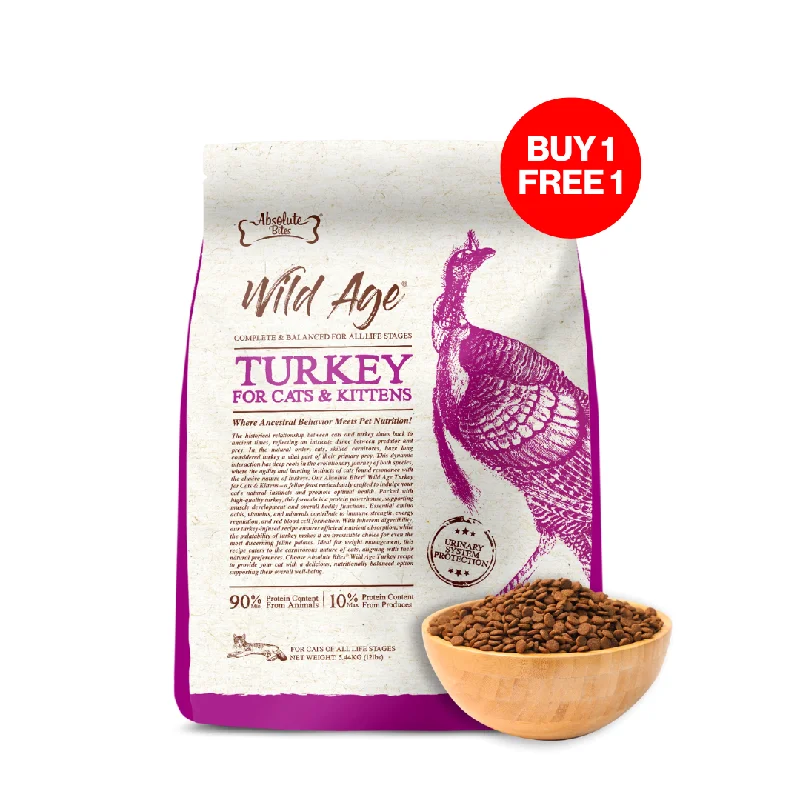    - Natural ingredient cat food  Absolute Bites Wild Age Dry Cat Food - Turkey (12lbs)