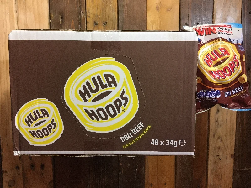- Air box TSA certified check-in48x Hula Hoops BBQ Beef Potato Rings (48x34g)