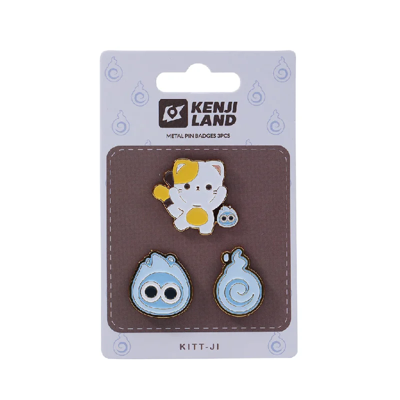  . **Dog collar is luminous and reflective**Metal Pin Badges 3pcs - Kland Kitt - Ji