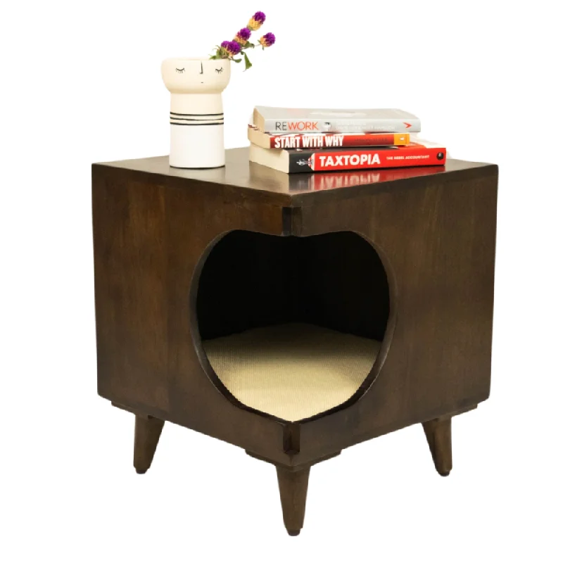 - Smart cat litter box with automatic cleaningFurryLiving Wally Side Table with Cushion for Small Dogs and Cats (Dark Brown/Cream Cushion)