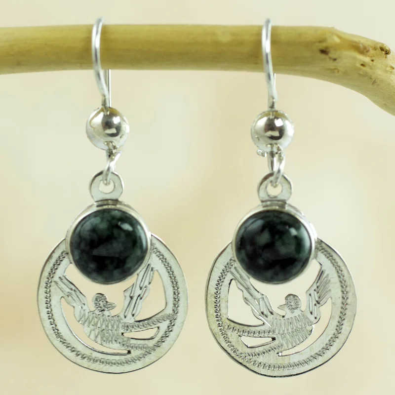 Pet ProductsQuetzal Patriot Handmade Jade and Sterling Silver Earrings