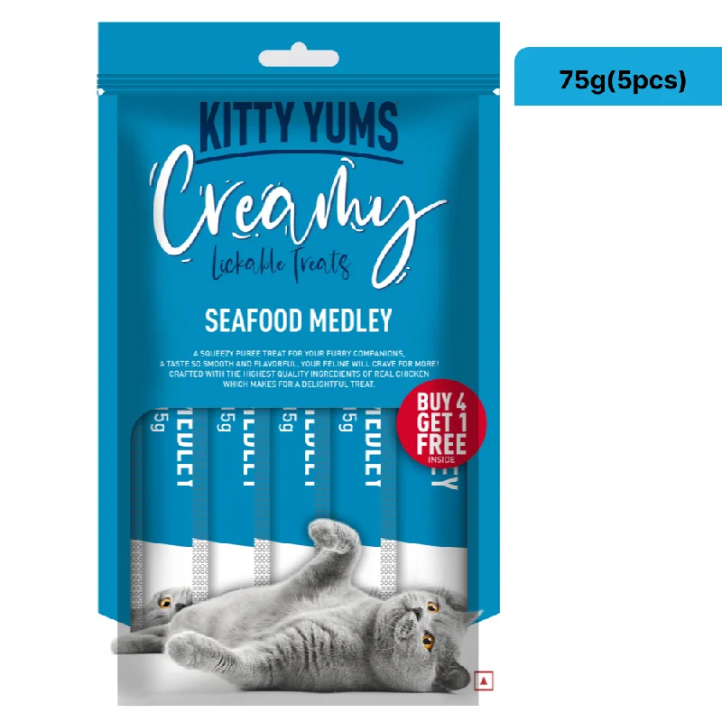 - Foldable and portable cat bagKitty Yums Seafood Medley Creamy Cat Treat