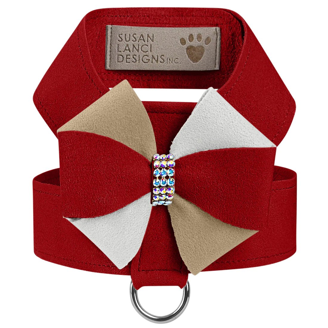 Pet birthday party clothesSusan Lanci Game Day Glam Red & Doe Pinwheel Bow Tinkie Harness