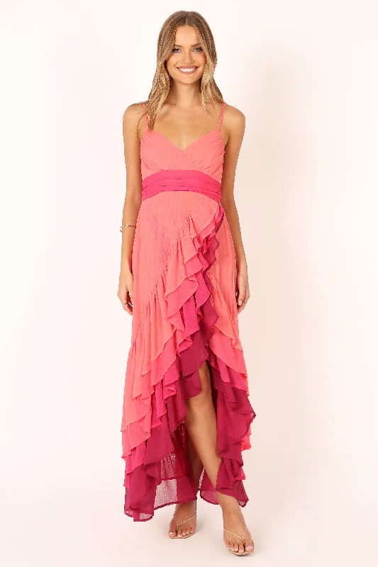 Pet ProductsBomBon Tiered Maxi Dress - Coral Hot Pink