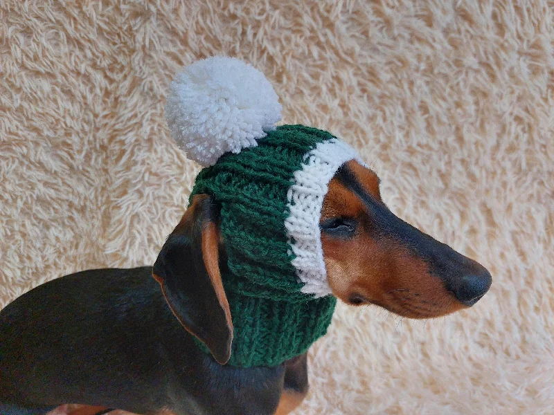 - Pet fence foldable indoorHat for dog with pompom and holes for the ears