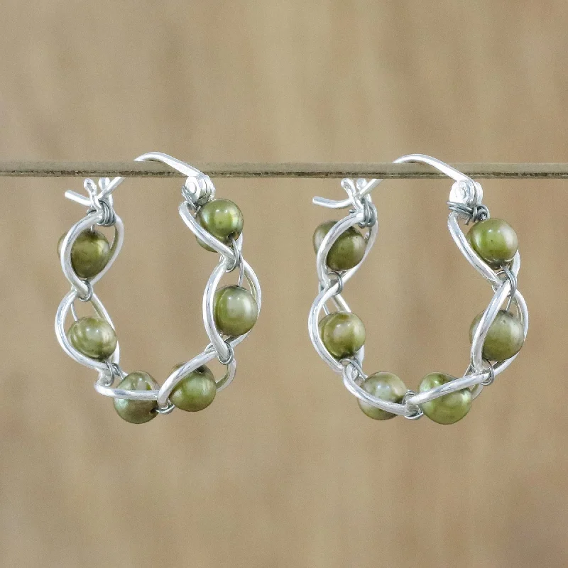 - Custom pet birthday cakeCloud Twist in Green Green Cultured Pearl and 925 Silver Earrings from Thailand - Custom pet birthday cakeCloud Twist in Green Green Cultured Pearl and 925 Silver Earrings from Thailand