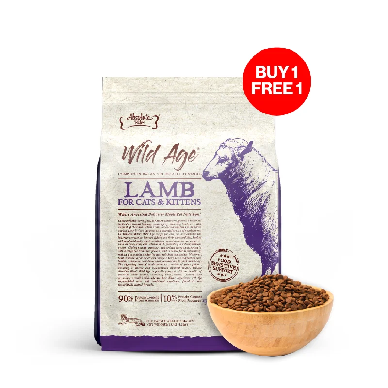    - Chicken flavor cat food  Absolute Bites Wild Age Dry Cat Food - Lamb (3.3lbs)