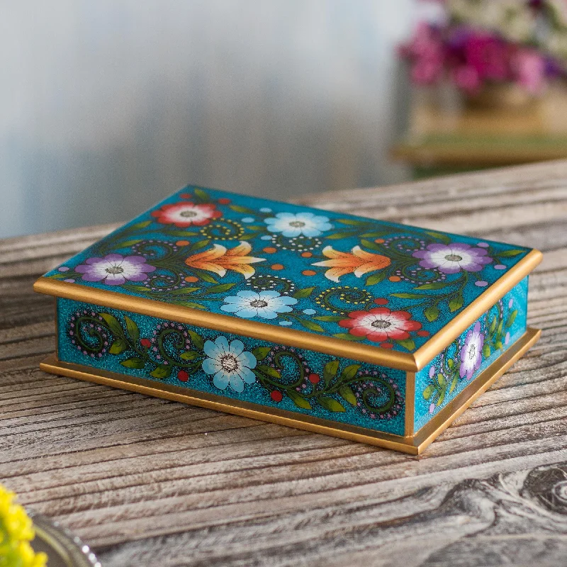 - Cat hair ball removal and hair removal creamMargarita Garden in Blue Floral Reverse-Painted Glass Decorative Box in Blue - Cat hair ball removal and hair removal creamMargarita Garden in Blue Floral Reverse-Painted Glass Decorative Box in Blue
