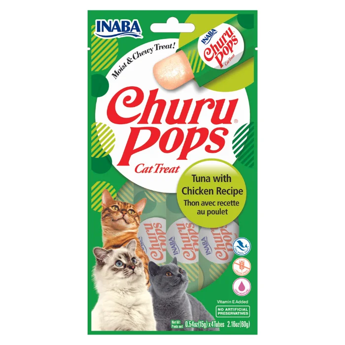 - Cat food for picky eaters Churu Pops Cat Treats - Tuna with Chicken (4 sticks x 15g) - Cat food for picky eaters Churu Pops Cat Treats - Tuna with Chicken (4 sticks x 15g)