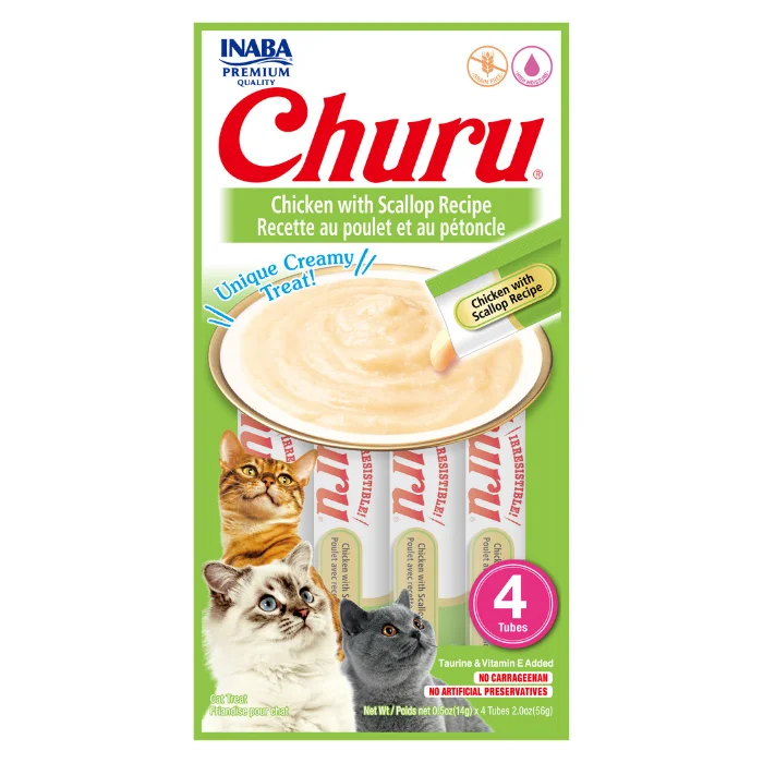    - Cat food for digestive health  Churu Creamy Cat Treats - Chicken with Scallop (4 sticks x 14g)