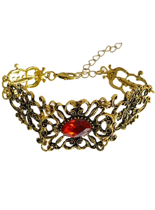 Pet ProductsDelicate Brass Metal Costume Bracelet with Red Jewel
