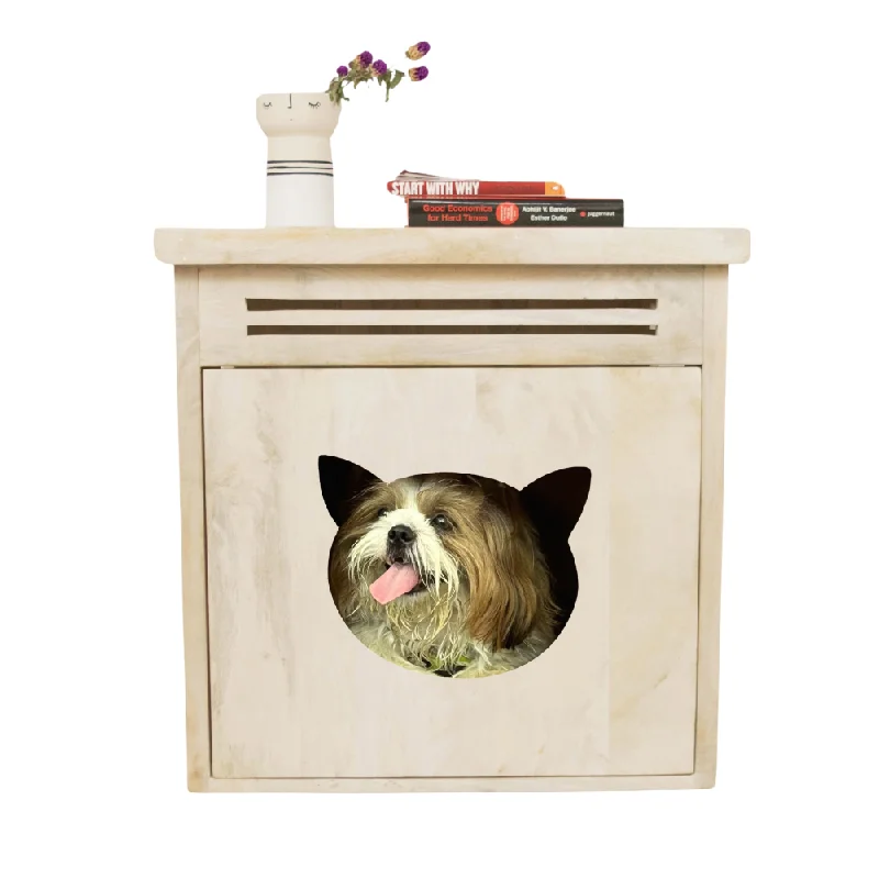  -Anti-scratch sofa protective coverFurryLiving Meraki Cabinet with Cushion for Small Dogs and Cats (Oak/ Red Cushion)