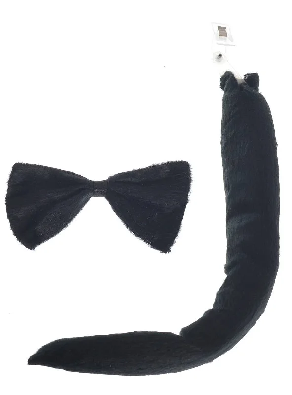 - Dog anti-slip matPlush Black Velvet Kitty Cat Tail and Bow Tie Accessory Set
