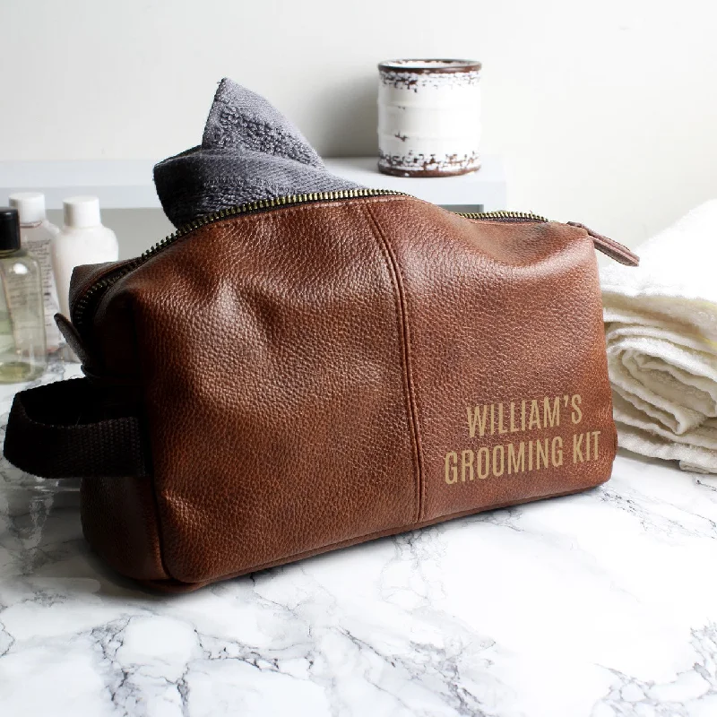 - Deodorizing cat litter tofu litterPersonalised Luxury Brown Leather Wash Bag