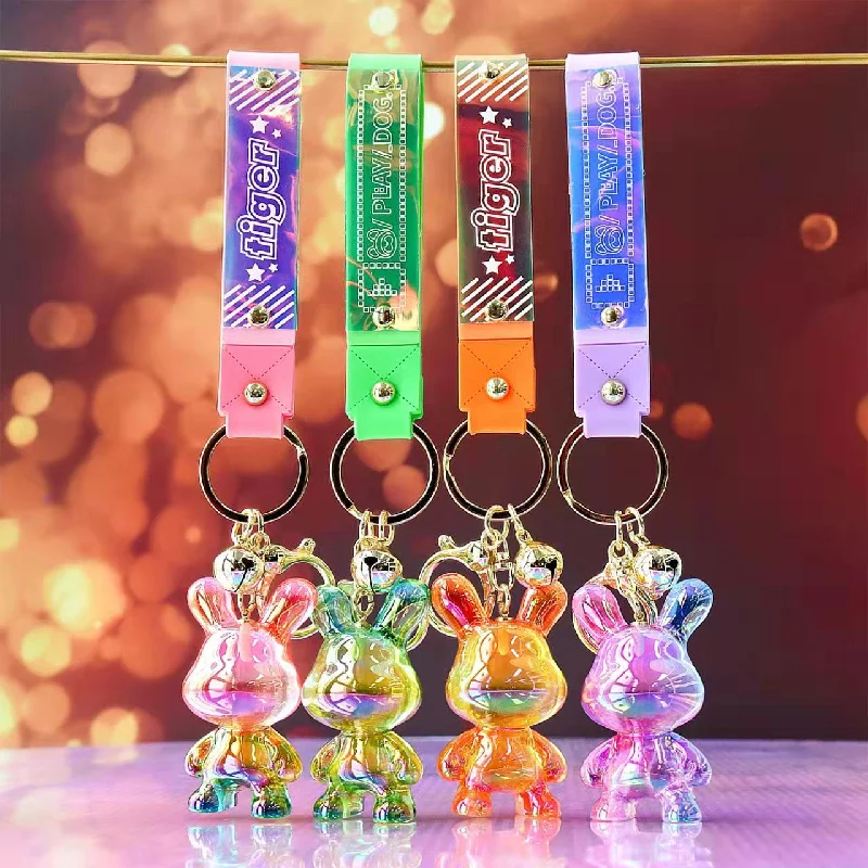  . **Dog traction rope is automatically retractable**Mima Hard Shiny Rabbit Keyring