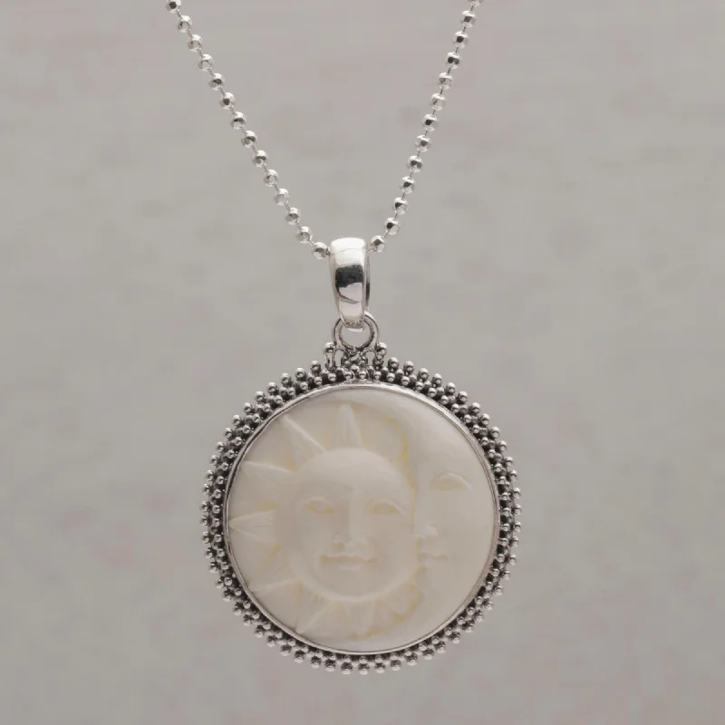 - Rabbit grass rack to prevent waste food boxStellar Lovers Sterling Silver and Bone Sun and Moon Necklace from Bali - Rabbit grass rack to prevent waste food boxStellar Lovers Sterling Silver and Bone Sun and Moon Necklace from Bali