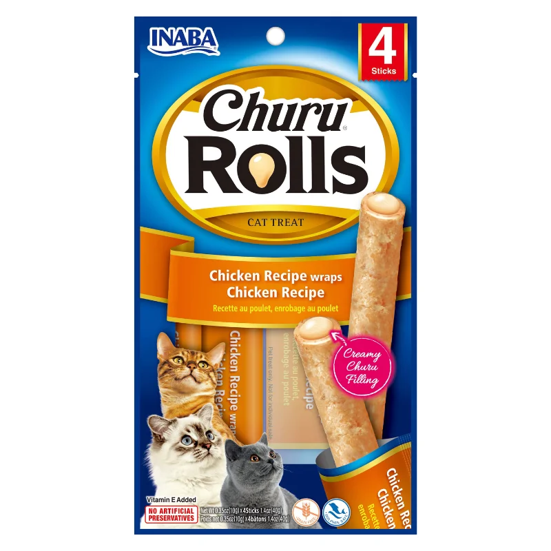    - Kitten food  Churu Cat Treats Rolls - Chicken Wraps With Chicken Recipe (39g)
