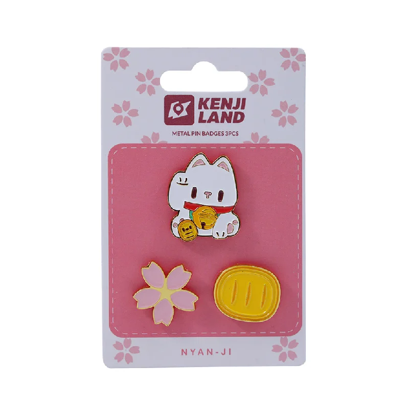  . **Dog toy sound ball**Metal Pin Badges 3pcs - Kland Nyan - Ji