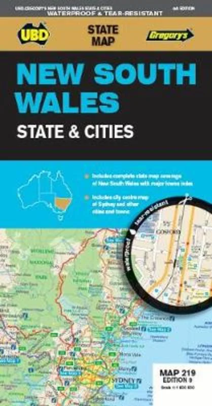 ---New South Wales State & Cities Map 219 9th ed waterproof