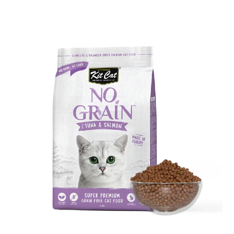    - High-fiber cat food  Kit Cat No Grain Dry Cat Food - Tuna & Salmon (1kg)